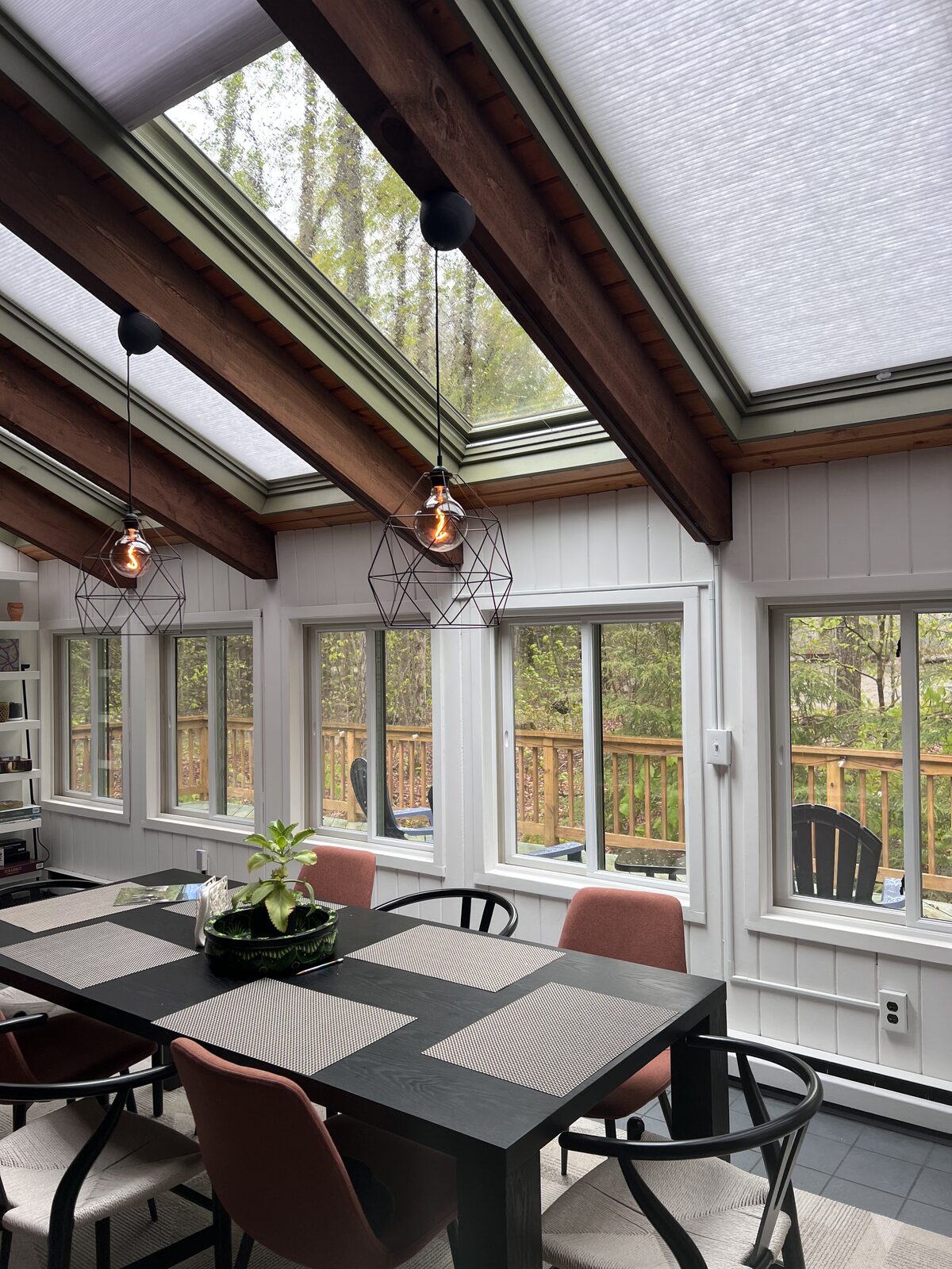 Beautifully lit sunroom wired by Jonathan Samlall Electric