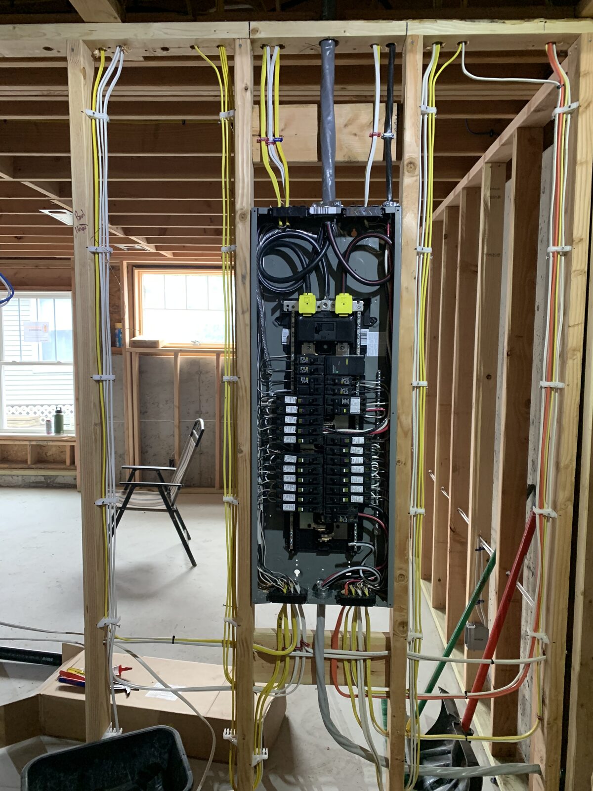 New electrical panel with neatly organized labeled wiring