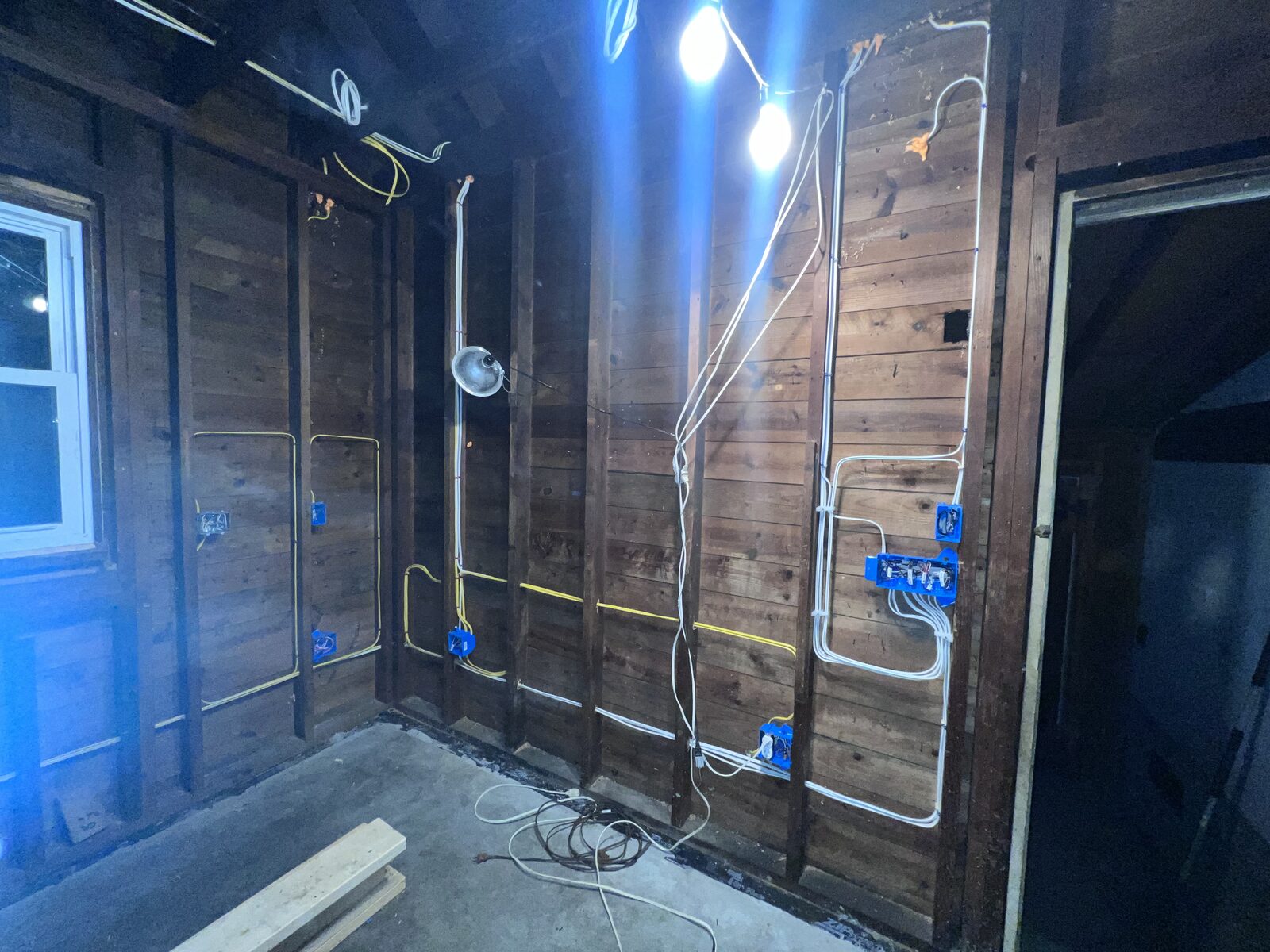 Whole-room rough-in wiring during a home remodel